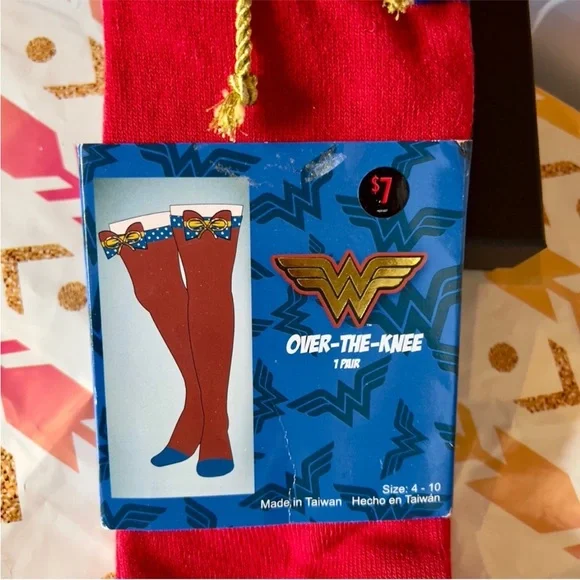 Wonder Woman Over-the-Knee Socks | DC Comics | Red Blue Star Bow - Picture 4 of 6